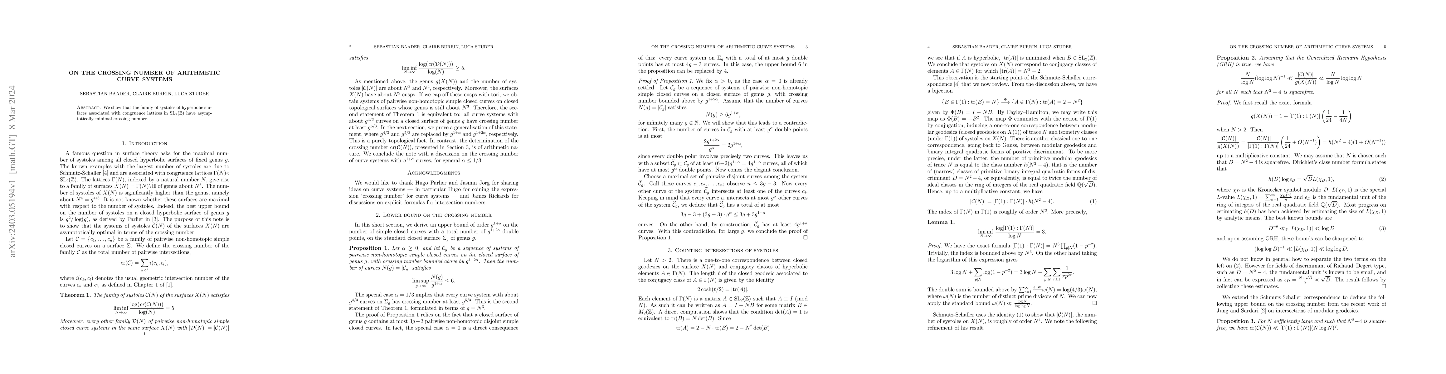 Thumbnail for On the crossing number of arithmetic curve systems