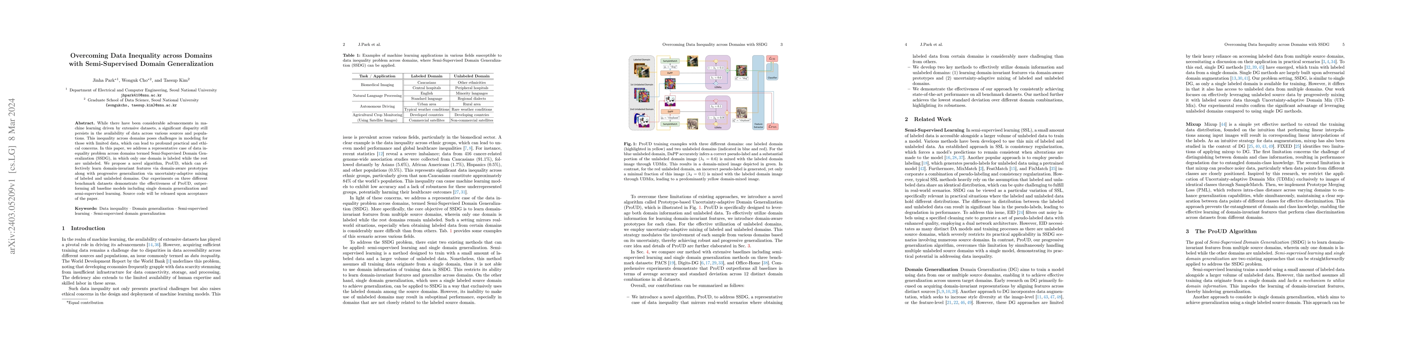Thumbnail for Overcoming Data Inequality across Domains with Semi-Supervised Domain
  Generalization