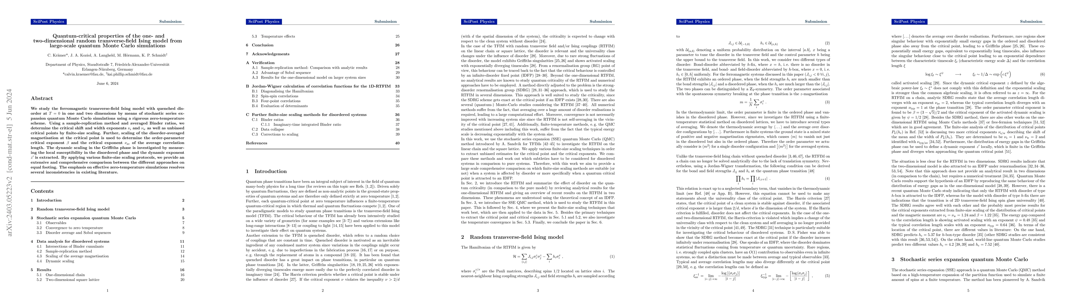 Thumbnail for Quantum-critical properties of the one- and two-dimensional random
  transverse-field Ising model from large-scale quantum Monte Carlo simulations