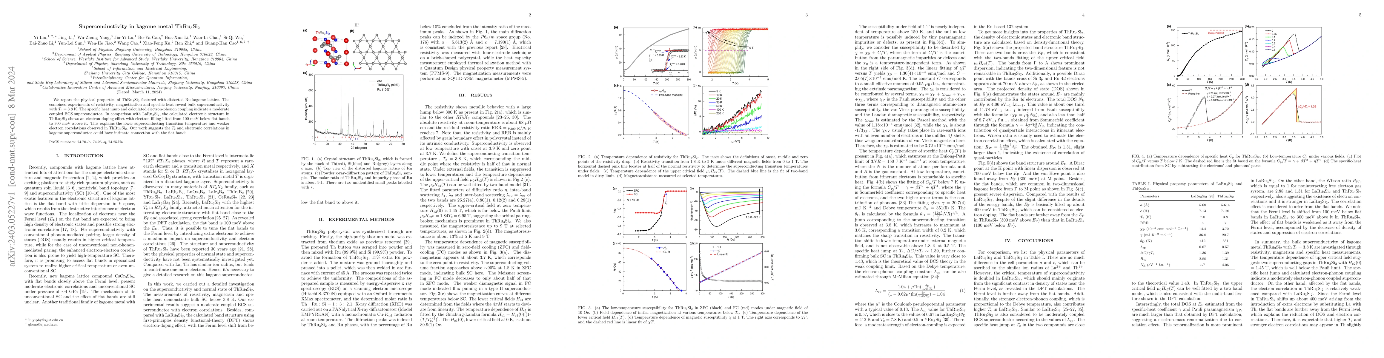 Thumbnail for Superconductivity in kagome metal ThRu3Si2