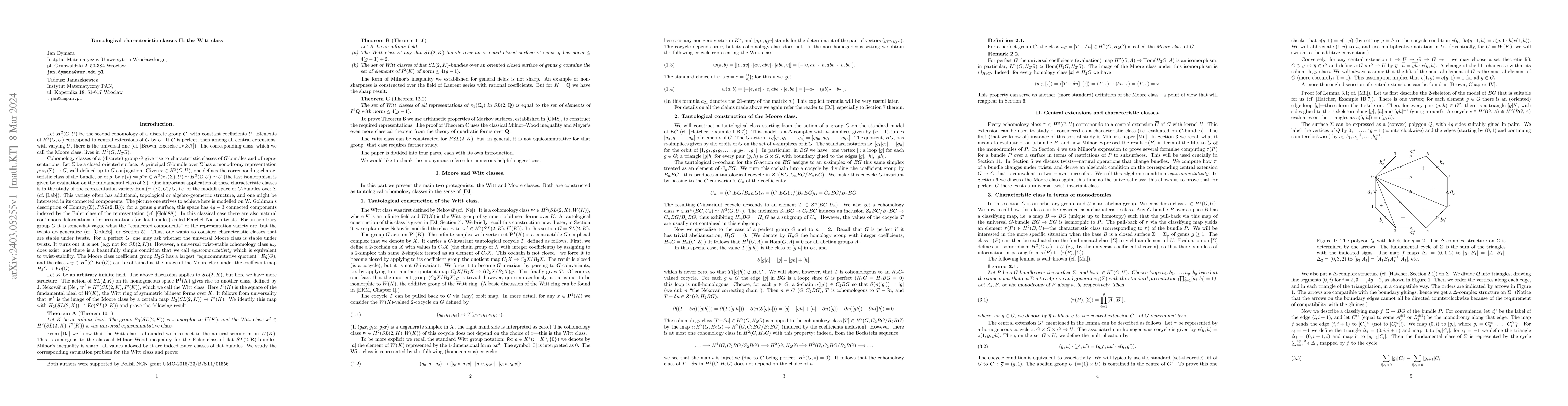 Thumbnail for Tautological characteristic classes II: the Witt class