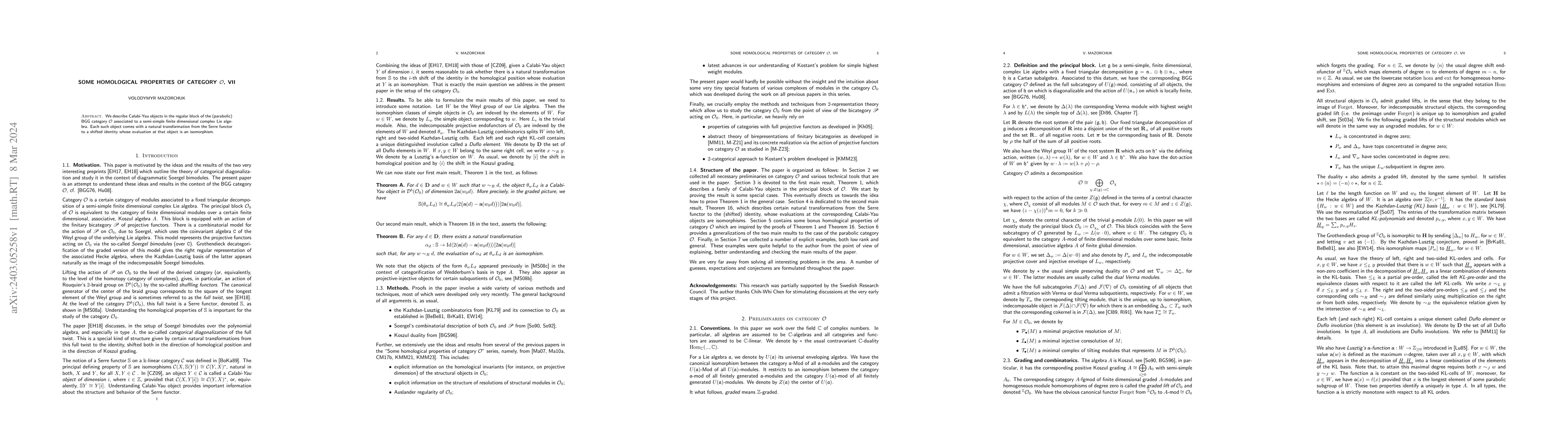 Thumbnail for Some homological properties of category $\mathcal{O}$, VII