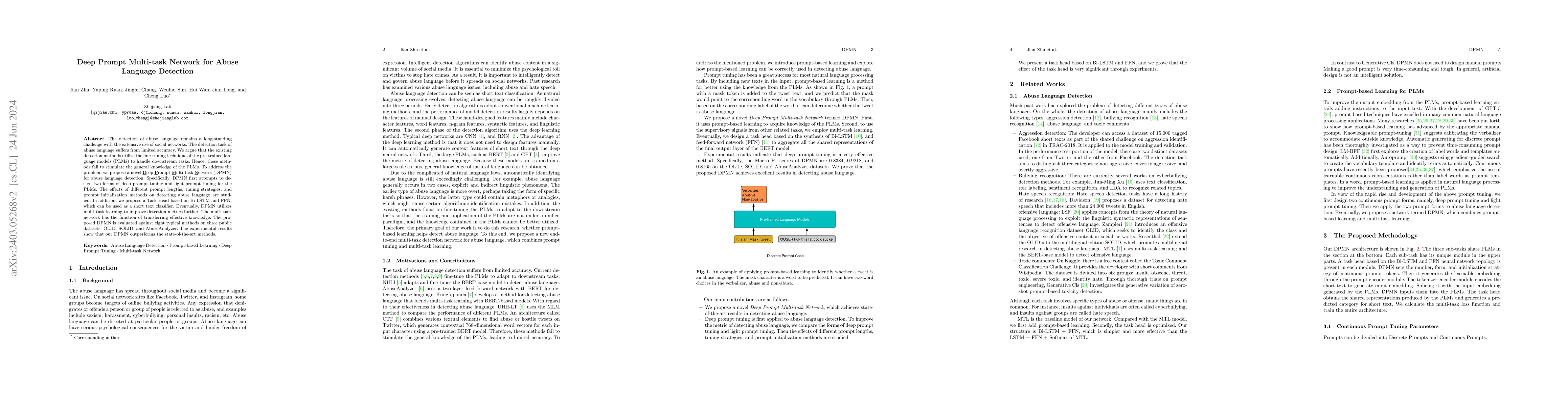 Thumbnail for Deep Prompt Multi-task Network for Abuse Language Detection