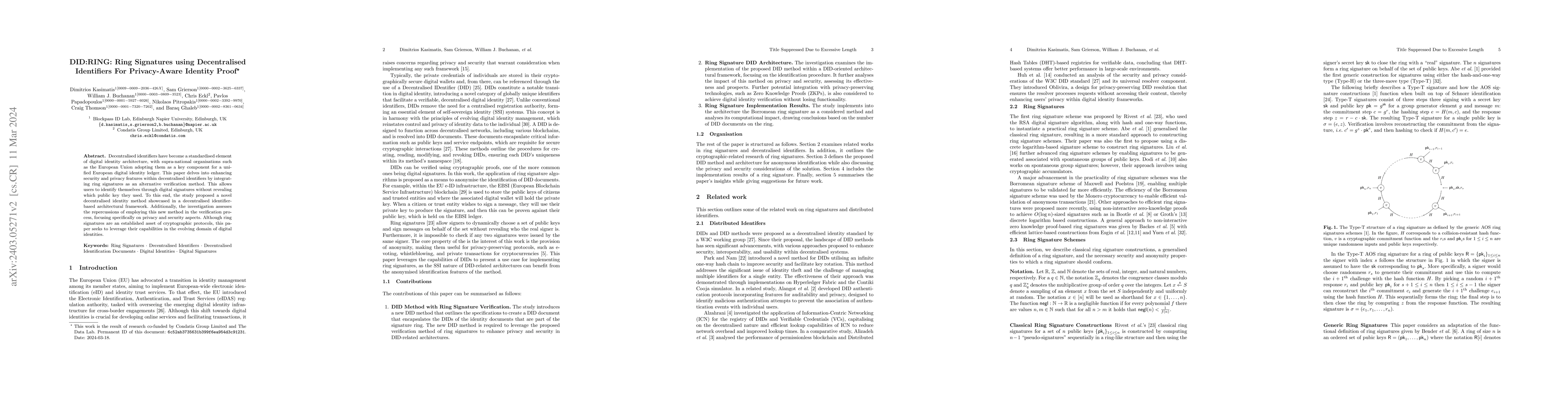 Thumbnail for DID:RING: Ring Signatures using Decentralised Identifiers For
  Privacy-Aware Identity