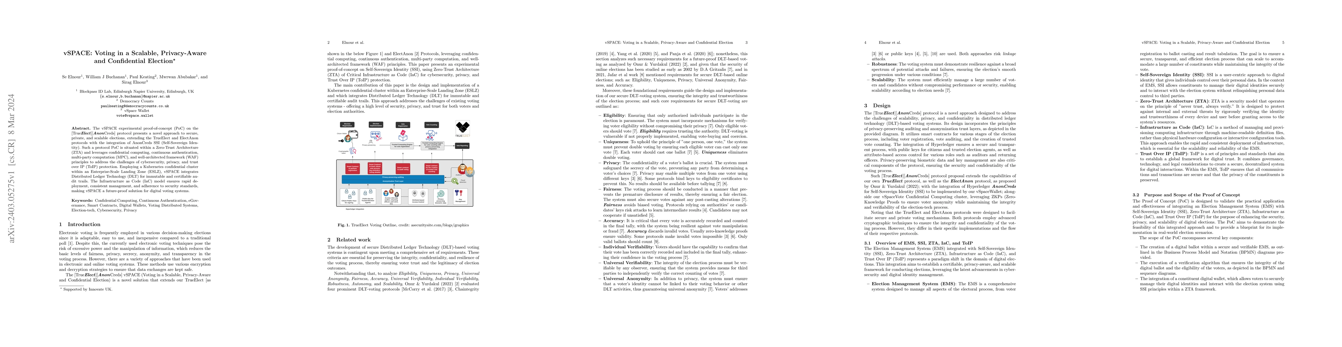 Thumbnail for vSPACE: Voting in a Scalable, Privacy-Aware and Confidential Election