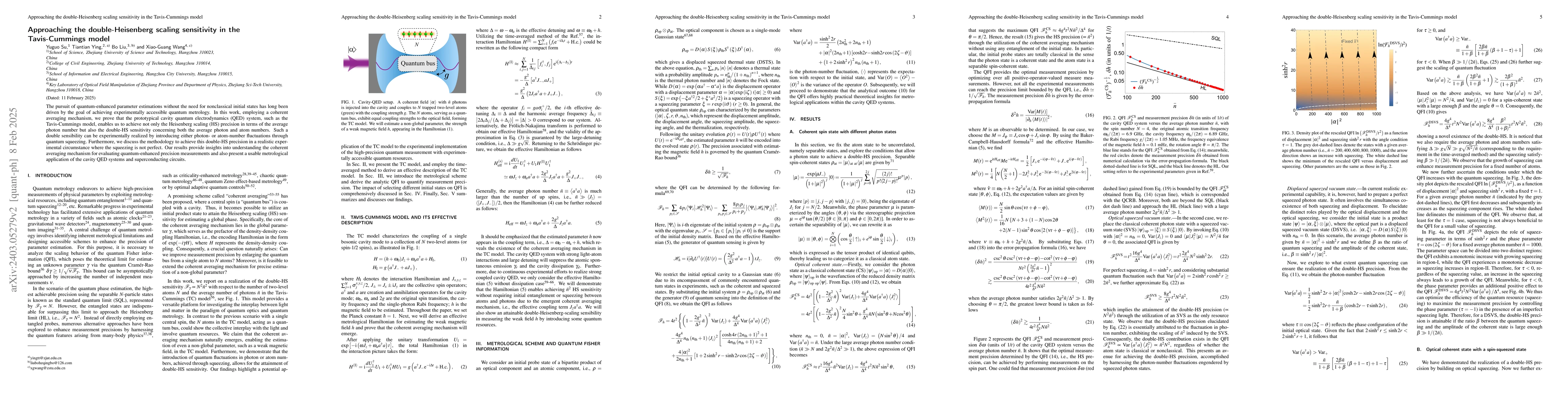 Thumbnail for Approaching the double-Heisenberg-scaling sensitivity in the
  Tavis-Cummings model