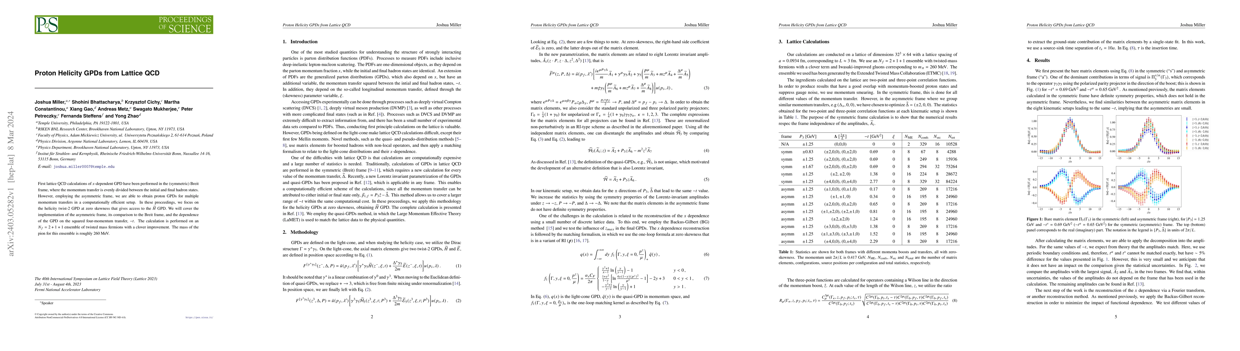 Thumbnail for Proton Helicity GPDs from Lattice QCD