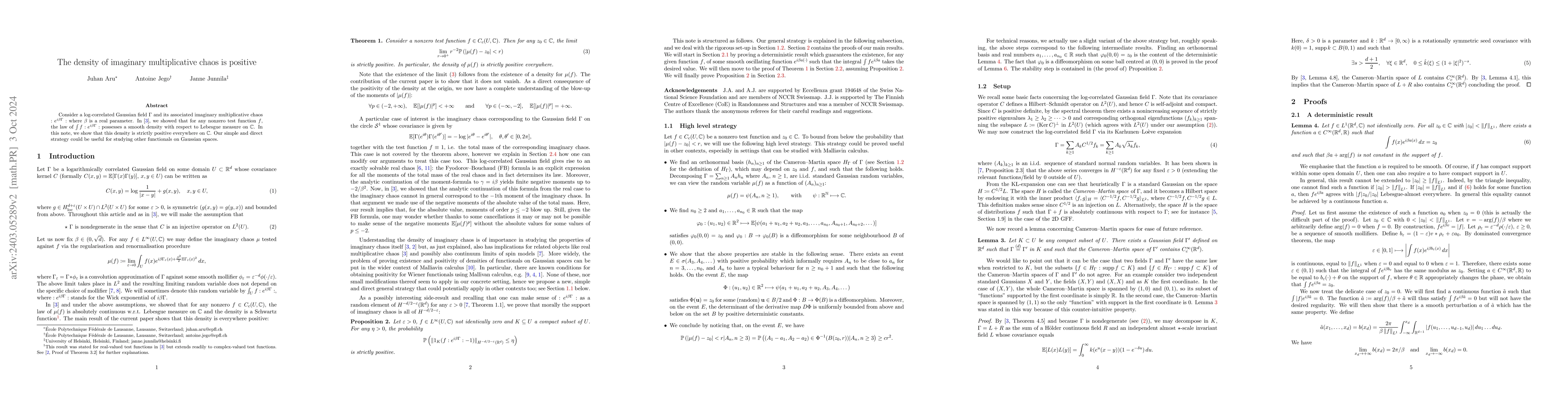 Thumbnail for The density of imaginary multiplicative chaos is positive