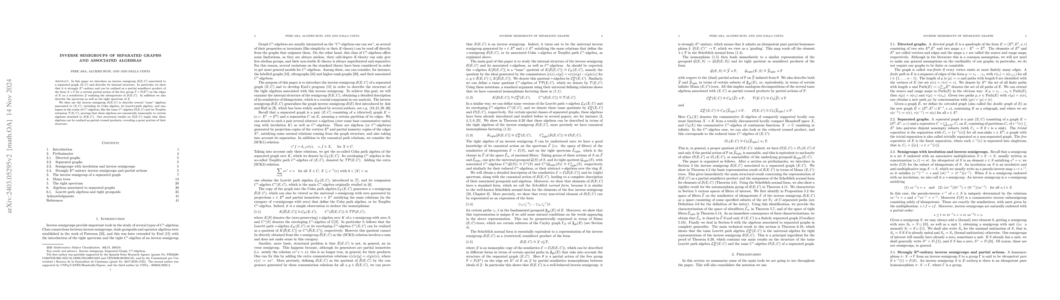 Thumbnail for Inverse semigroups of separated graphs and associated algebras