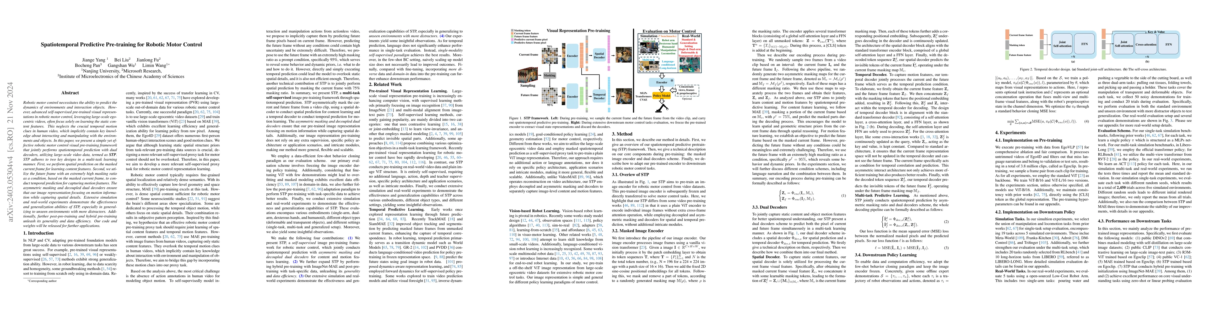Thumbnail for Spatiotemporal Predictive Pre-training for Robotic Motor Control