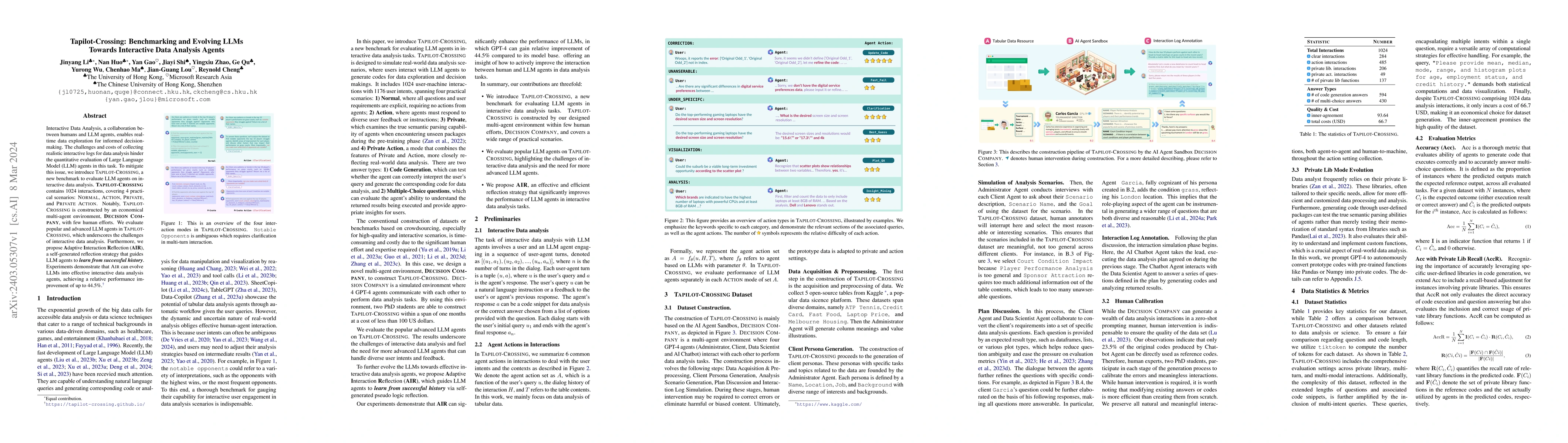 Thumbnail for Tapilot-Crossing: Benchmarking and Evolving LLMs Towards Interactive
  Data Analysis Agents