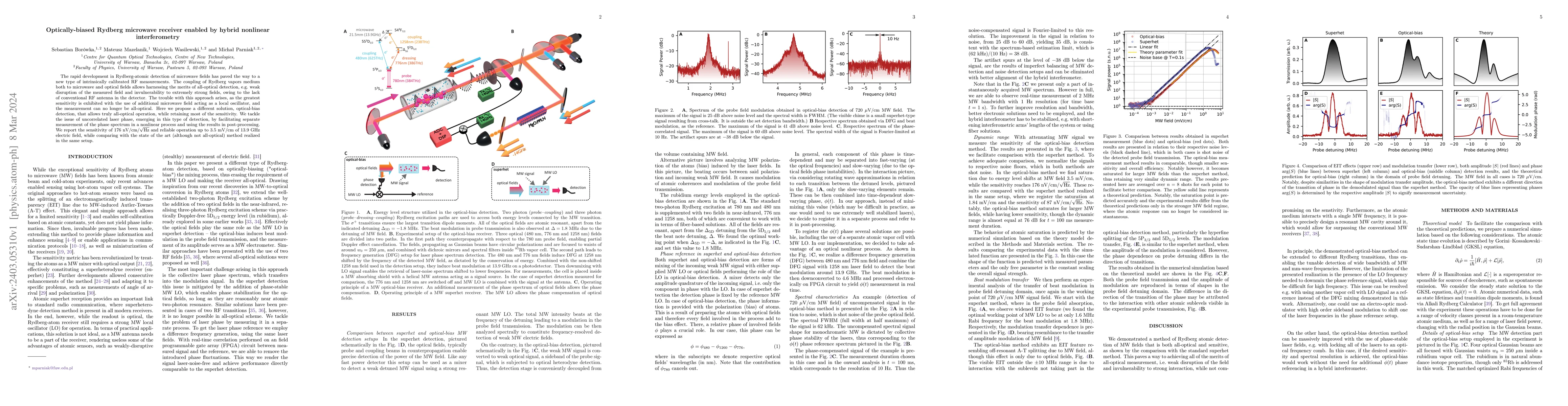 Thumbnail for Optically-biased Rydberg microwave receiver enabled by hybrid nonlinear
  interferometry