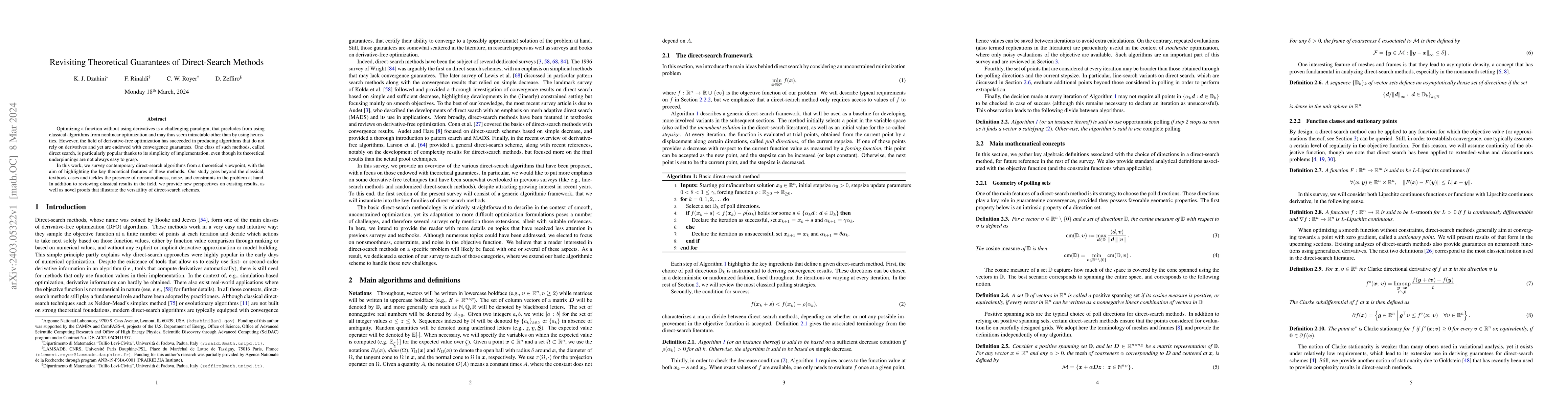 Thumbnail for Revisiting Theoretical Guarantees of Direct-Search Methods