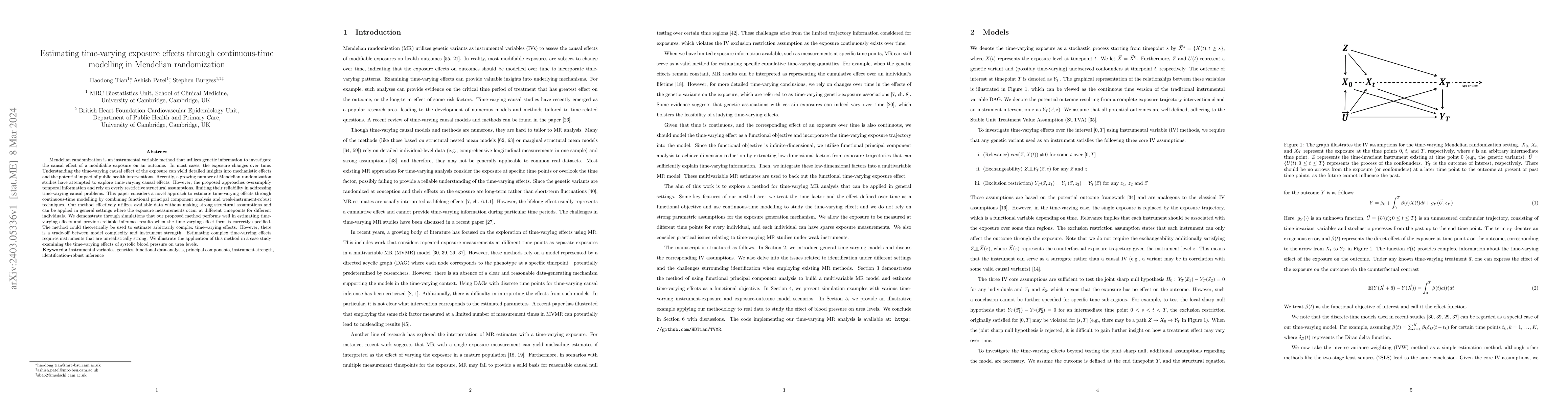 Thumbnail for Estimating time-varying exposure effects through continuous-time
  modelling in Mendelian randomization
