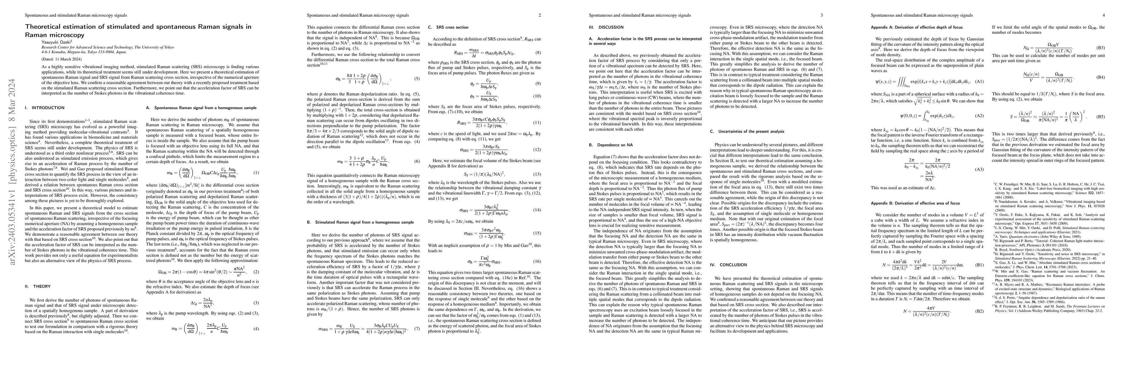 Thumbnail for Theoretical estimation of stimulated and spontaneous Raman signals in
  Raman microscopy