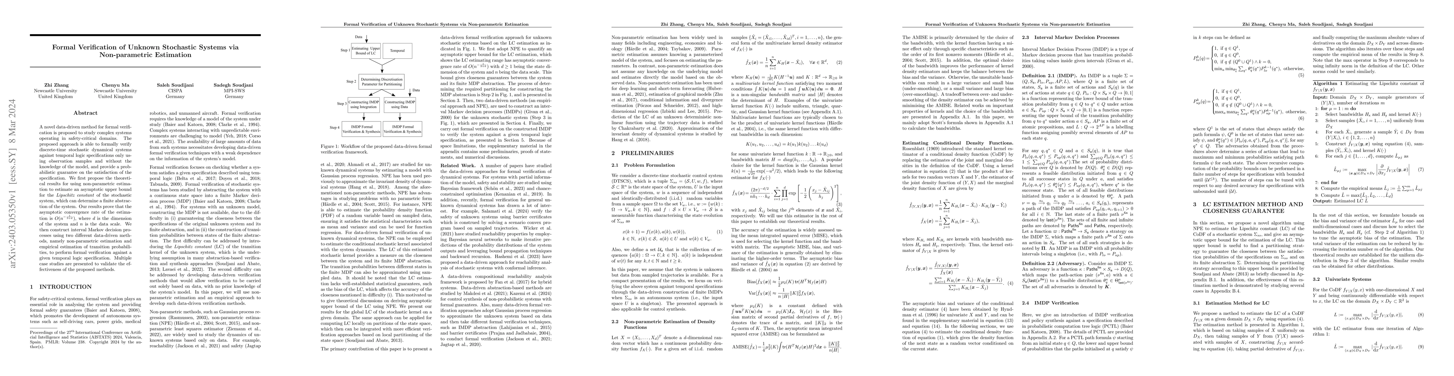 Thumbnail for Formal Verification of Unknown Stochastic Systems via Non-parametric
  Estimation