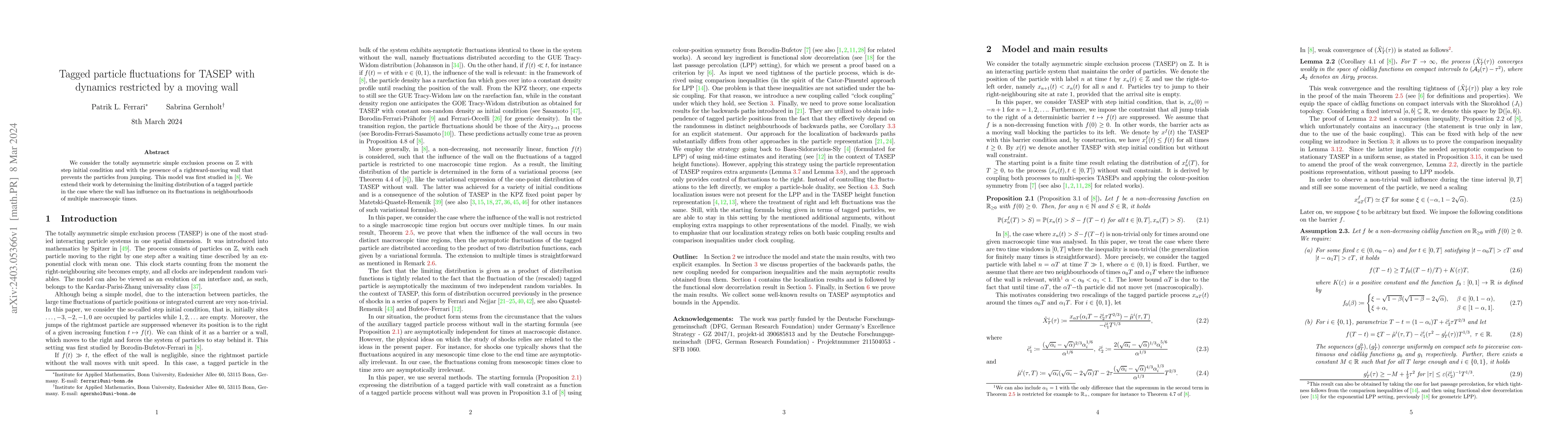Thumbnail for Tagged particle fluctuations for TASEP with dynamics restricted by a
  moving wall