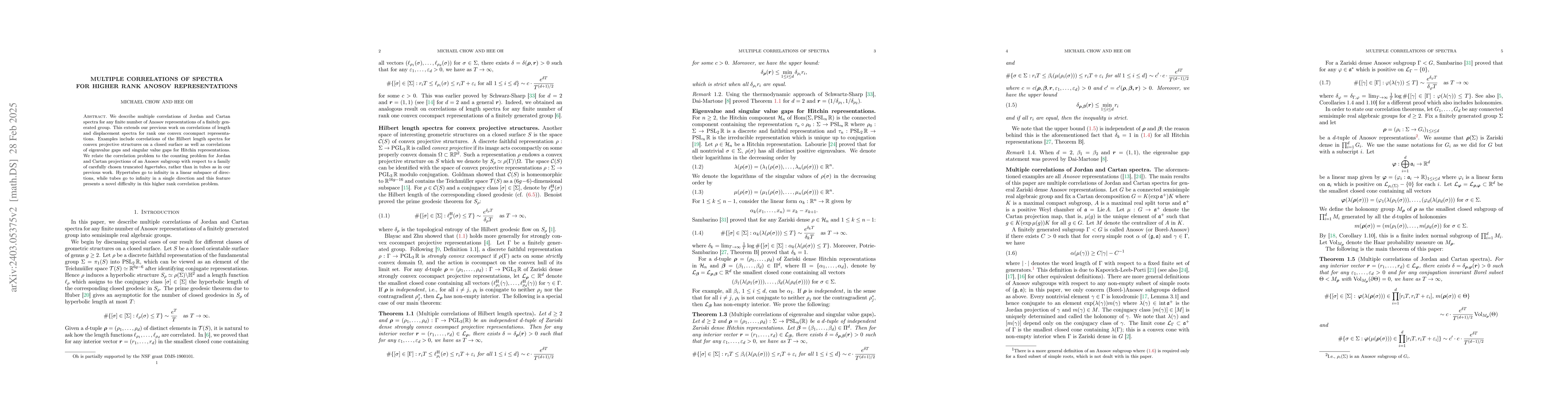 Thumbnail for Multiple correlations of spectra for higher rank Anosov representations