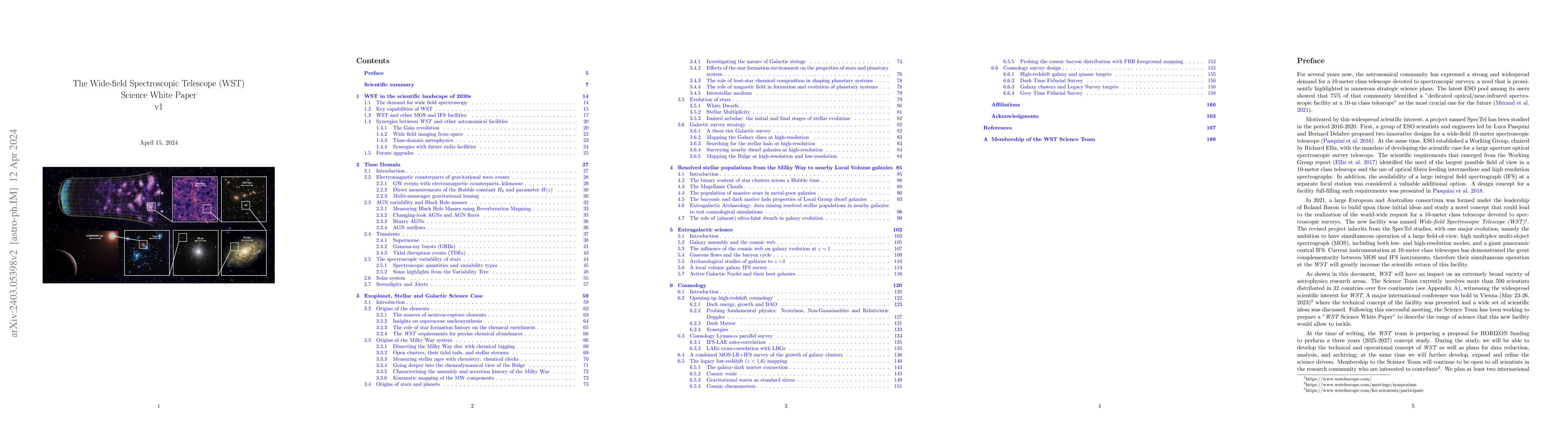 Thumbnail for The Wide-field Spectroscopic Telescope (WST) Science White Paper