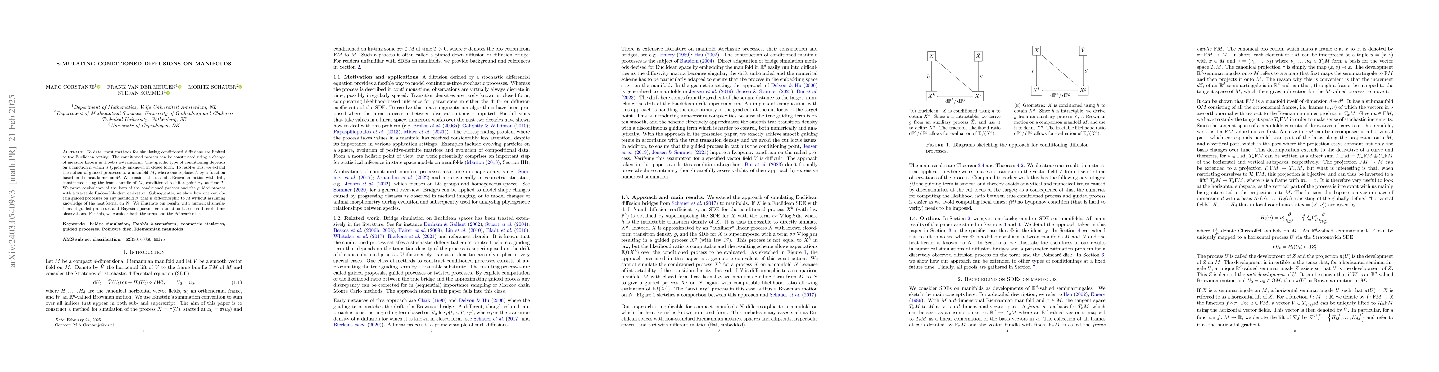Thumbnail for Simulating conditioned diffusions on manifolds