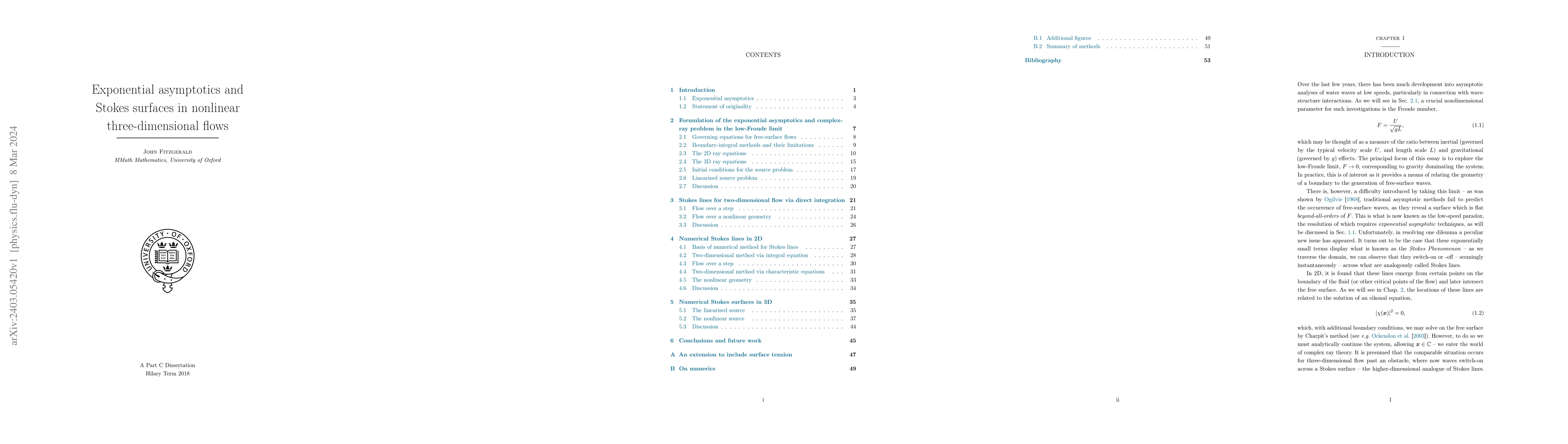 Thumbnail for Exponential asymptotics and Stokes surfaces in nonlinear
  three-dimensional flows
