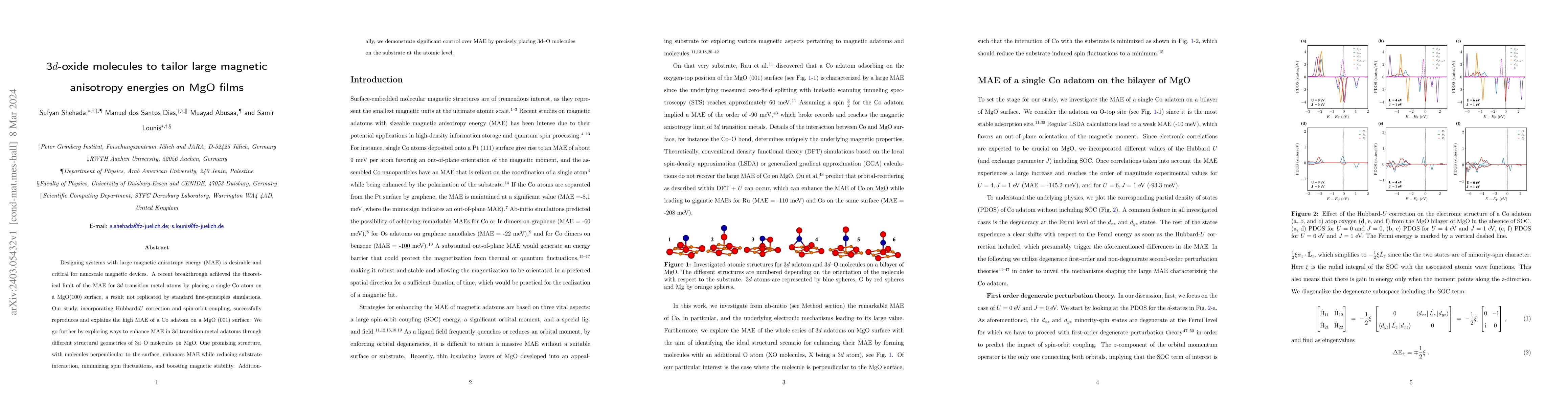 Thumbnail for 3d-oxide molecules to tailor large magnetic anisotropy energies on MgO
  films