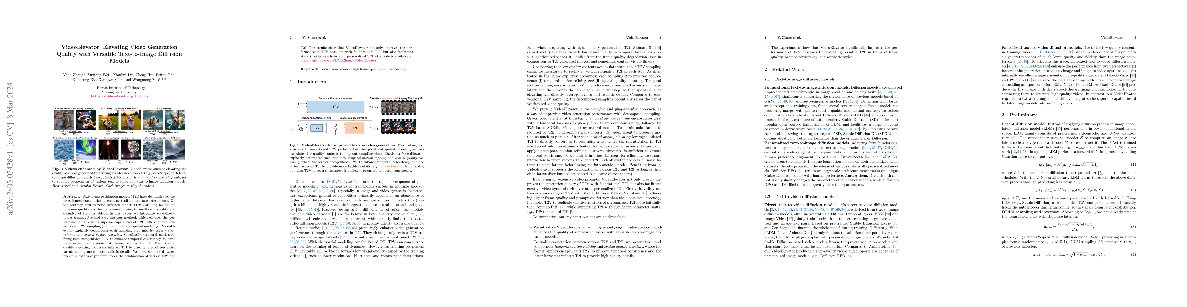 Thumbnail for VideoElevator: Elevating Video Generation Quality with Versatile
  Text-to-Image Diffusion Models