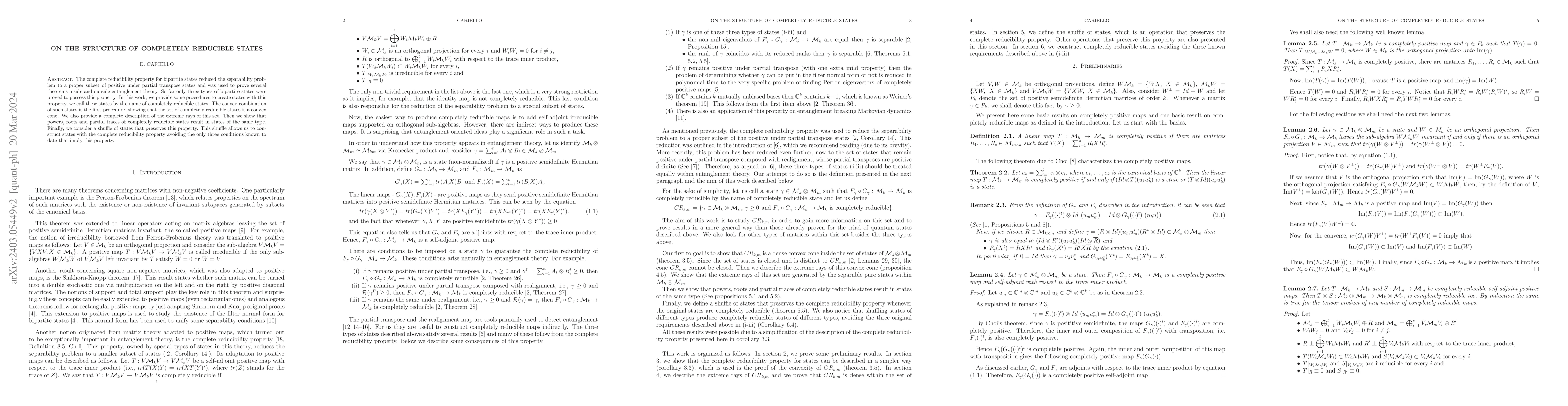 Thumbnail for On the structure of Completely Reducible States