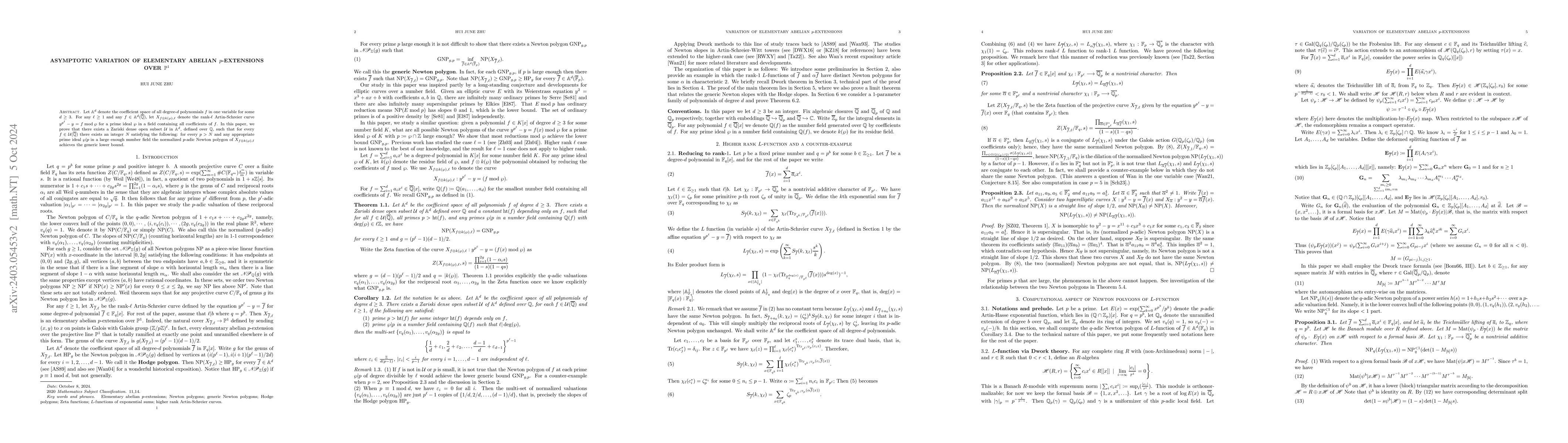 Thumbnail for Asymptotic Variation of Elementary Abelian p-Extensions over $P^1$