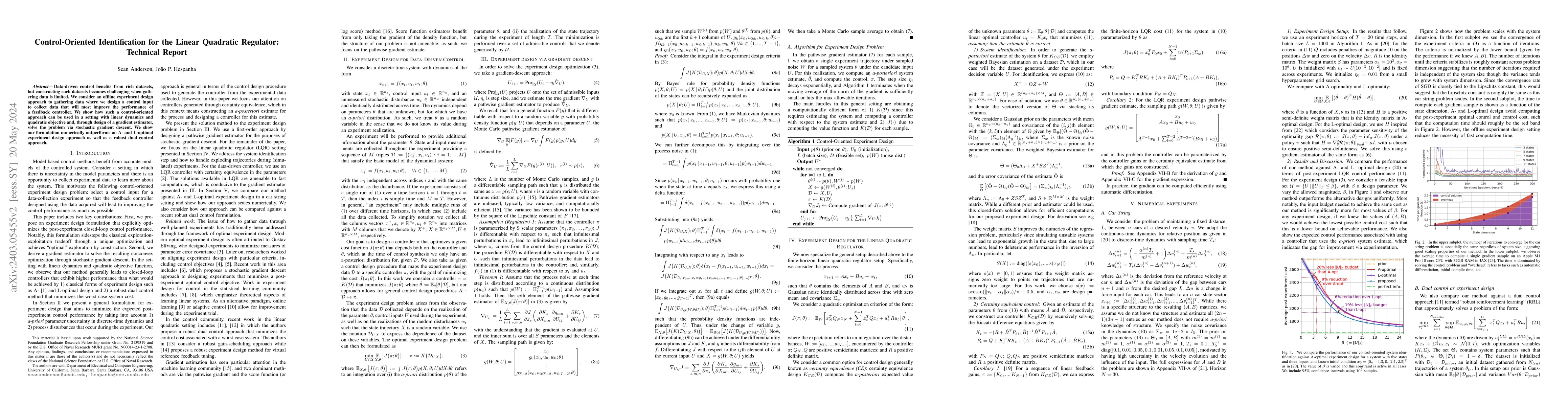 Thumbnail for Control-Oriented Identification for the Linear Quadratic Regulator:
  Technical Report