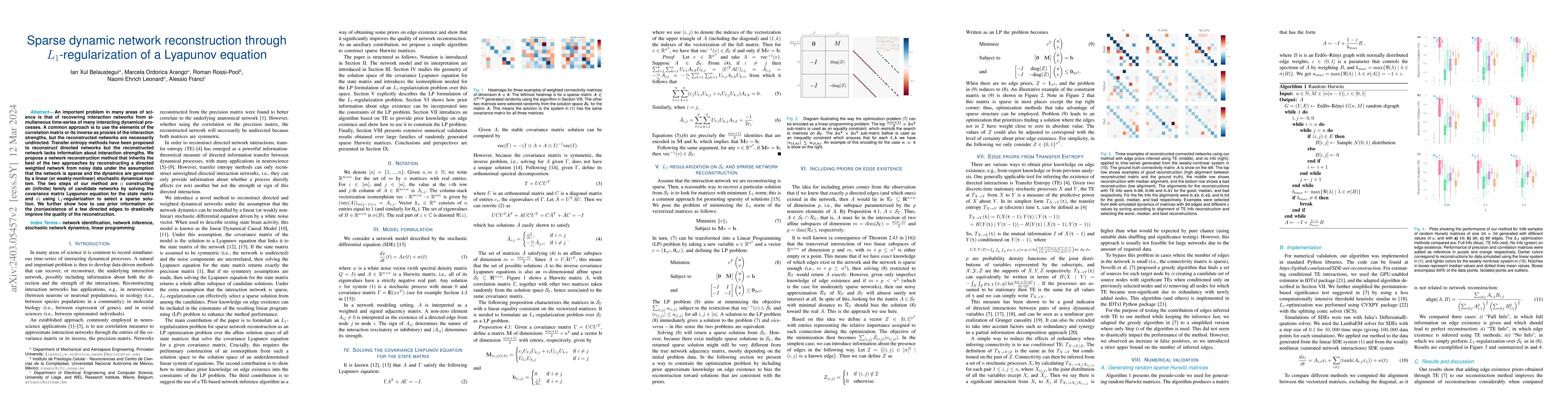 Thumbnail for Sparse dynamic network reconstruction through L1-regularization of a
  Lyapunov equation