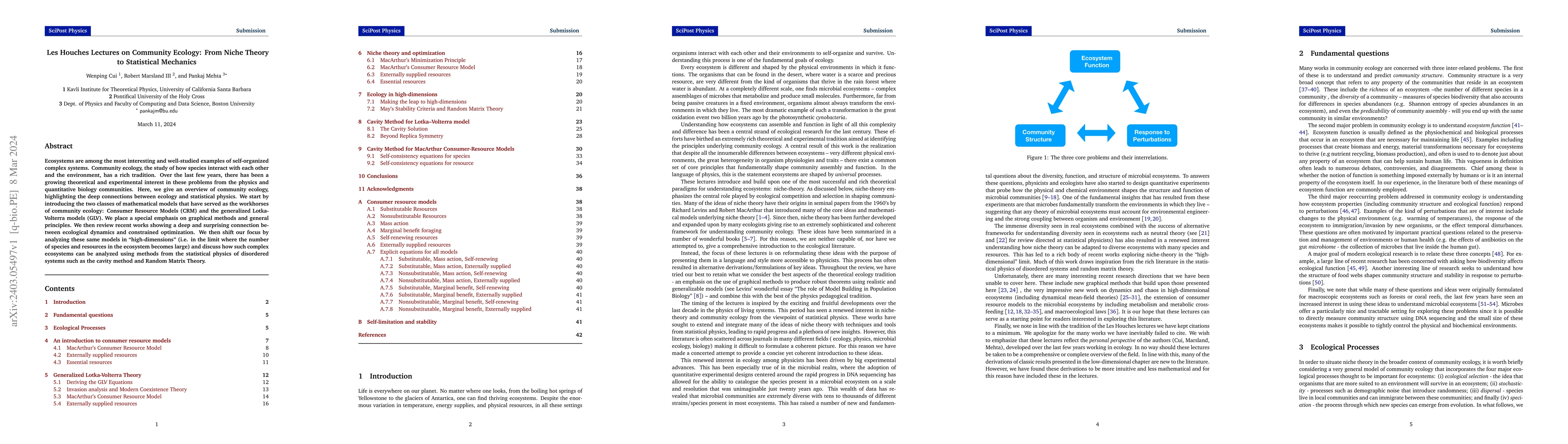 Thumbnail for Les Houches Lectures on Community Ecology: From Niche Theory to
  Statistical Mechanics