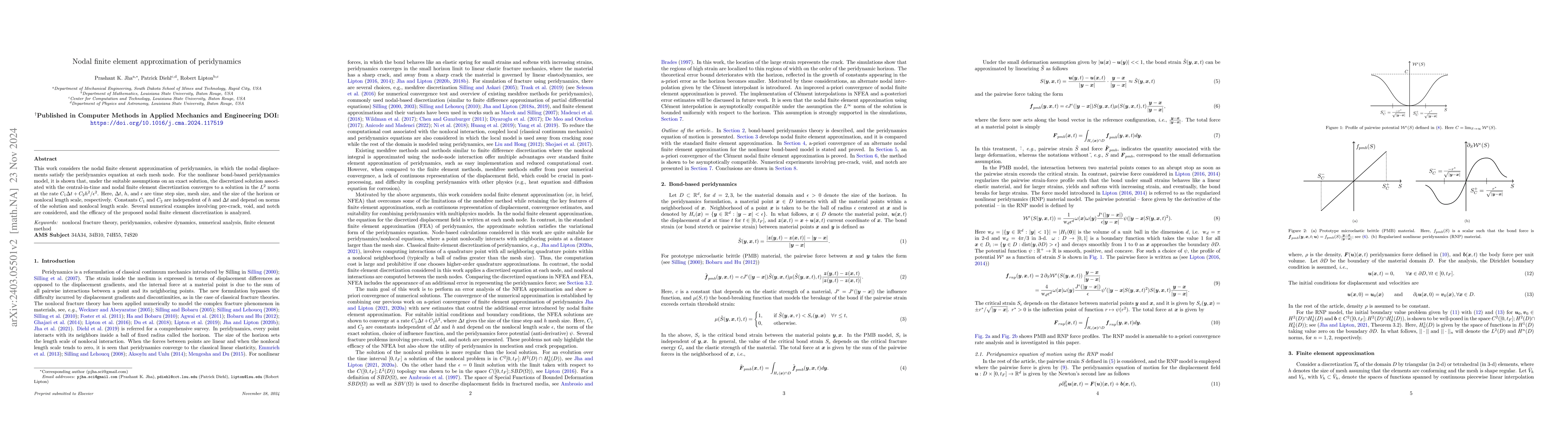 Thumbnail for Nodal finite element approximation of peridynamics
