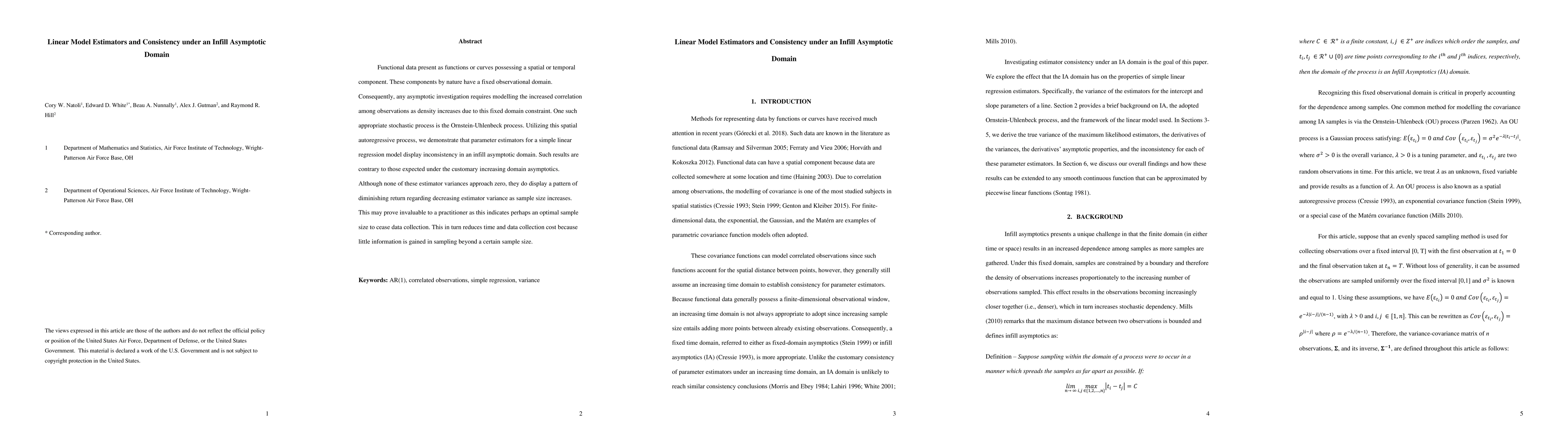 Thumbnail for Linear Model Estimators and Consistency under an Infill Asymptotic
  Domain