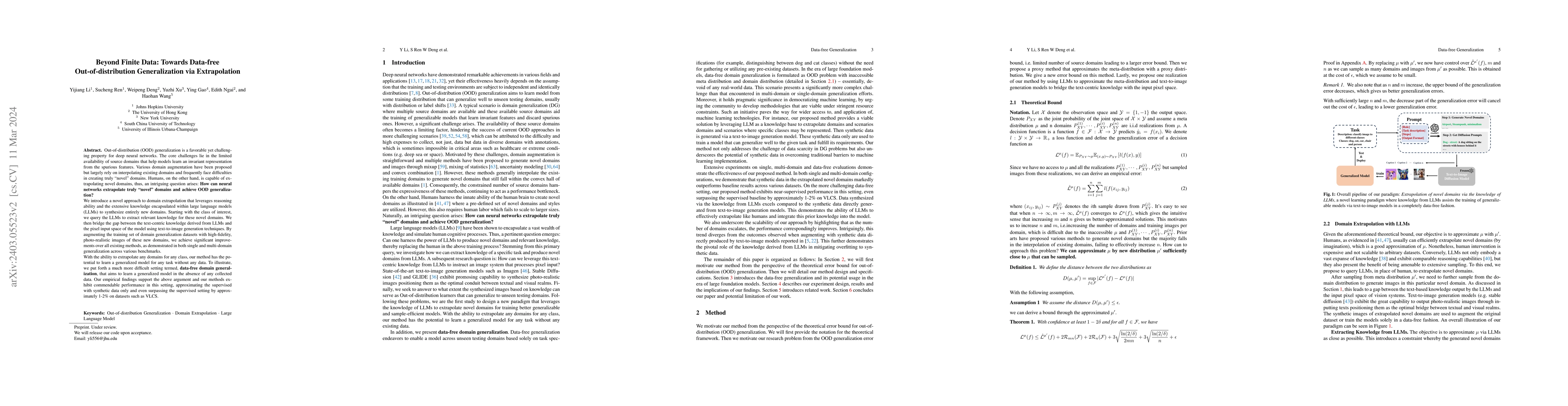 Thumbnail for Beyond Finite Data: Towards Data-free Out-of-distribution Generalization
  via Extrapolation