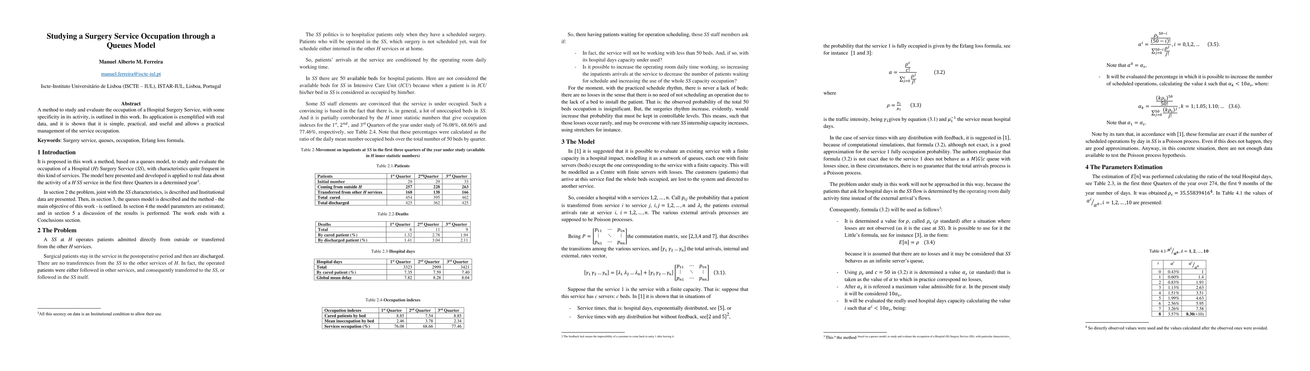 Thumbnail for Studying a Surgery Service Occupation through a Queues Model