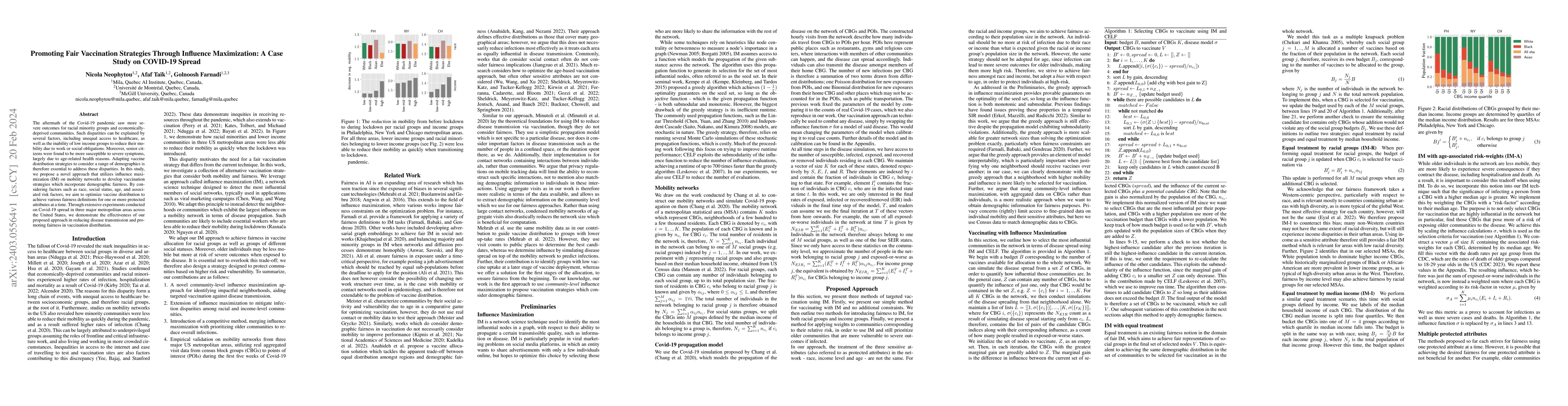 Thumbnail for Promoting Fair Vaccination Strategies Through Influence Maximization: A
  Case Study on COVID-19 Spread