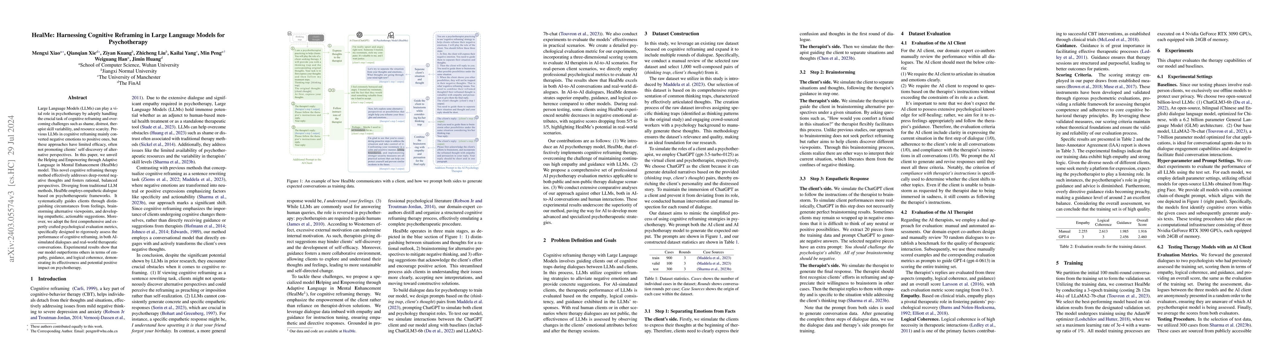 Thumbnail for HealMe: Harnessing Cognitive Reframing in Large Language Models for
  Psychotherapy