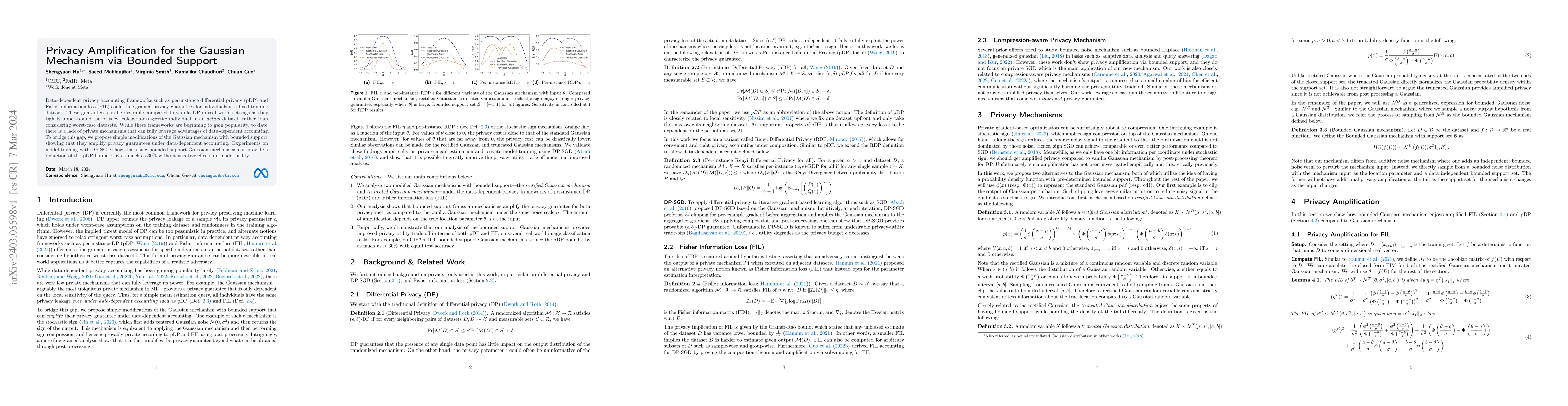 Thumbnail for Privacy Amplification for the Gaussian Mechanism via Bounded Support