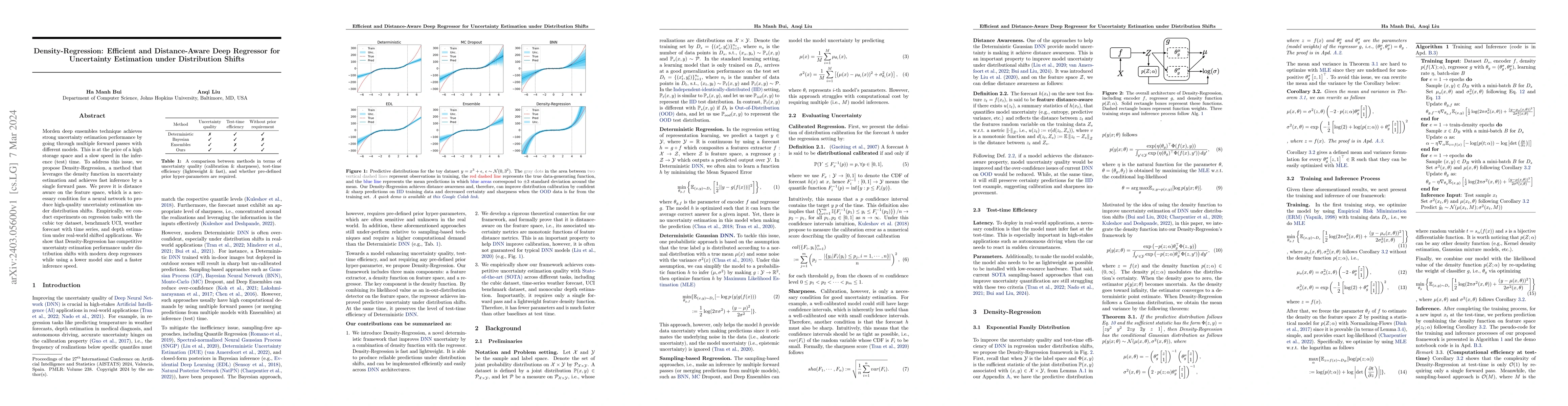 Thumbnail for Density-Regression: Efficient and Distance-Aware Deep Regressor for
  Uncertainty Estimation under Distribution Shifts