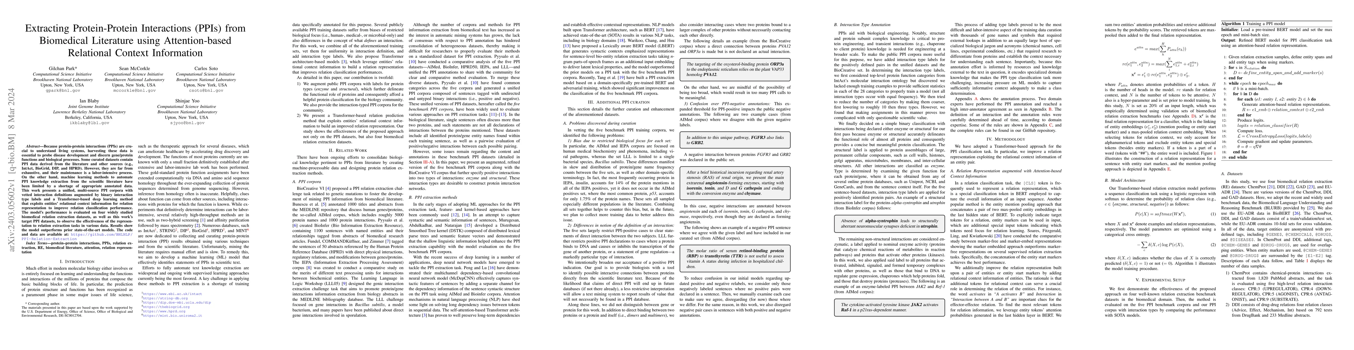 Thumbnail for Extracting Protein-Protein Interactions (PPIs) from Biomedical
  Literature using Attention-based Relational Context Information