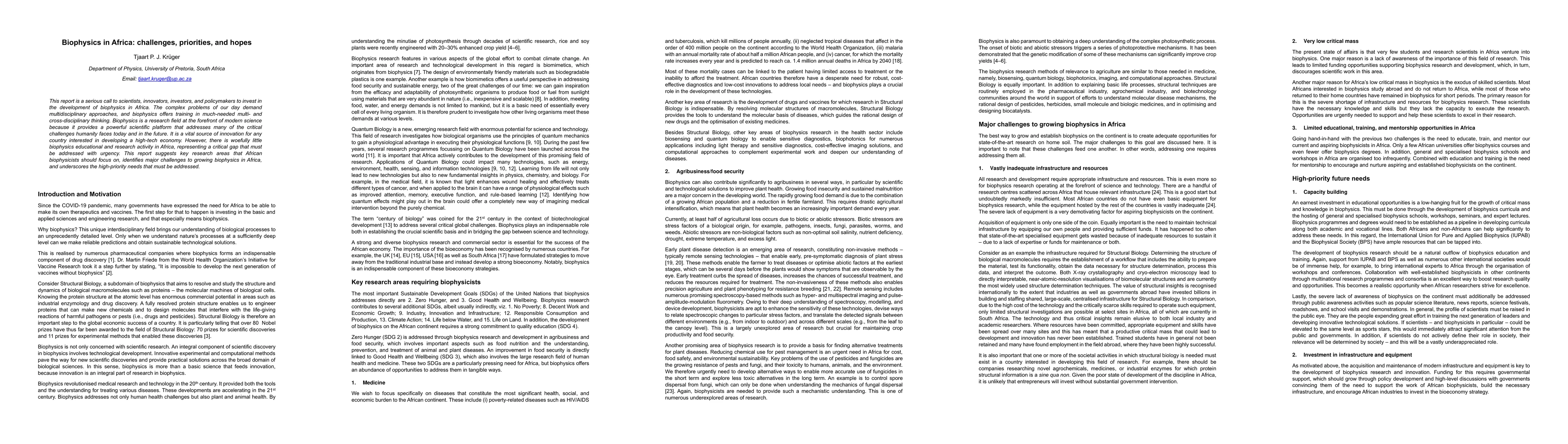 Thumbnail for Biophysics in Africa: challenges, priorities, and hopes