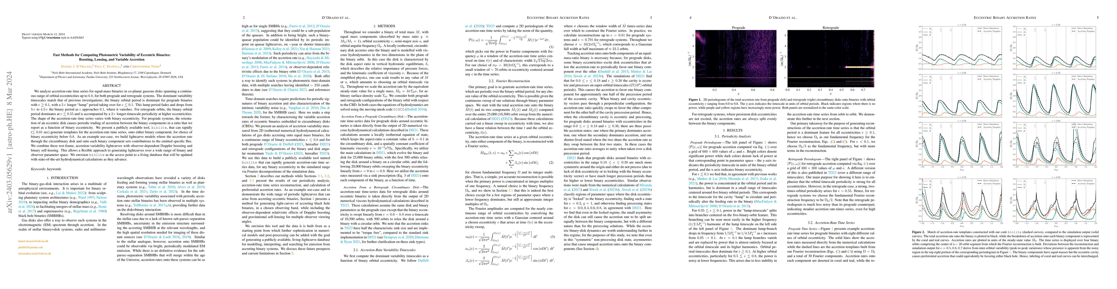 Thumbnail for Fast Methods for Computing Photometric Variability of Eccentric
  Binaries: Boosting, Lensing, and Variable Accretion