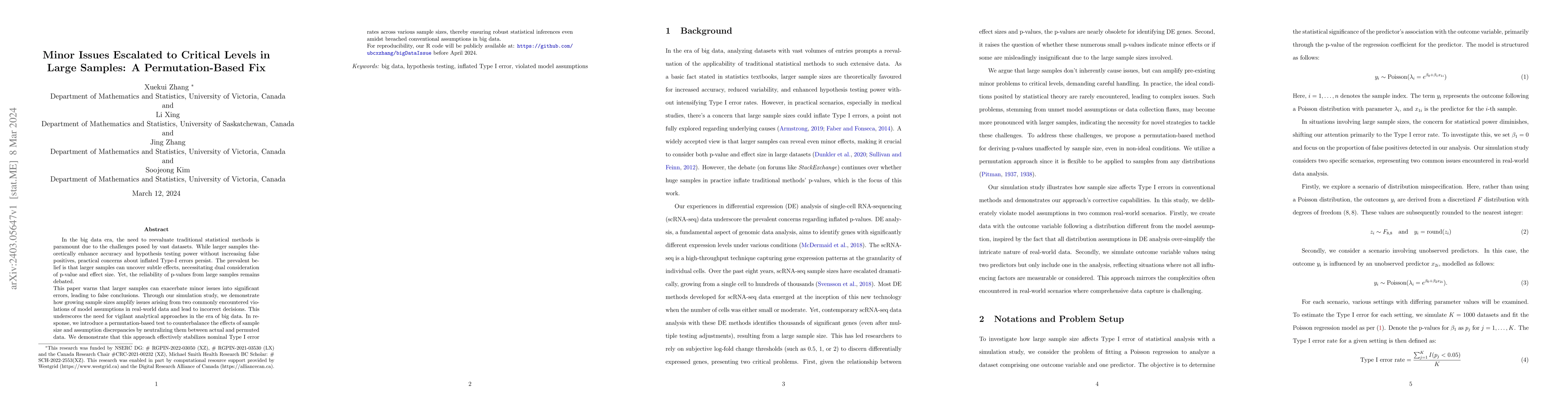 Thumbnail for Minor Issues Escalated to Critical Levels in Large Samples: A
  Permutation-Based Fix