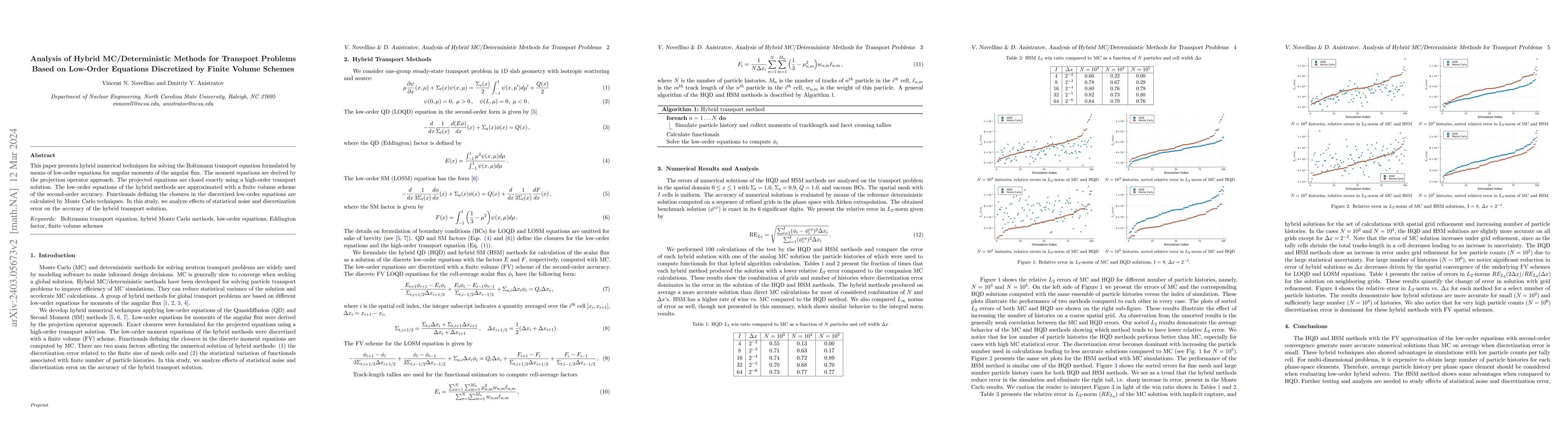 Thumbnail for Analysis of Hybrid MC/Deterministic Methods for Transport Problems Based
  on Low-Order Equations Discretized by Finite Volume Schemes