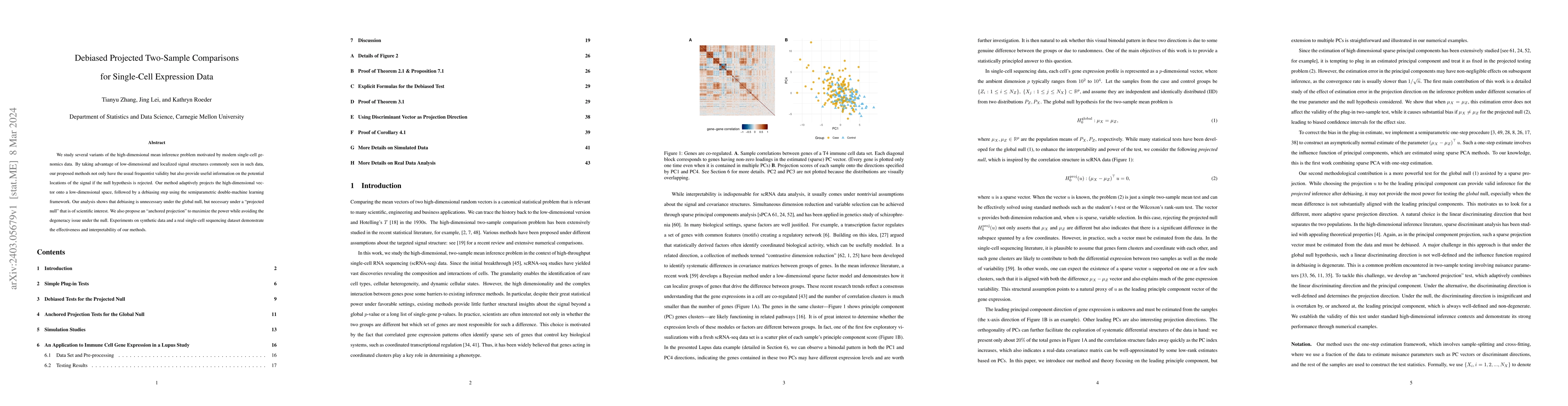 Thumbnail for Debiased Projected Two-Sample Comparisonscfor Single-Cell Expression
  Data