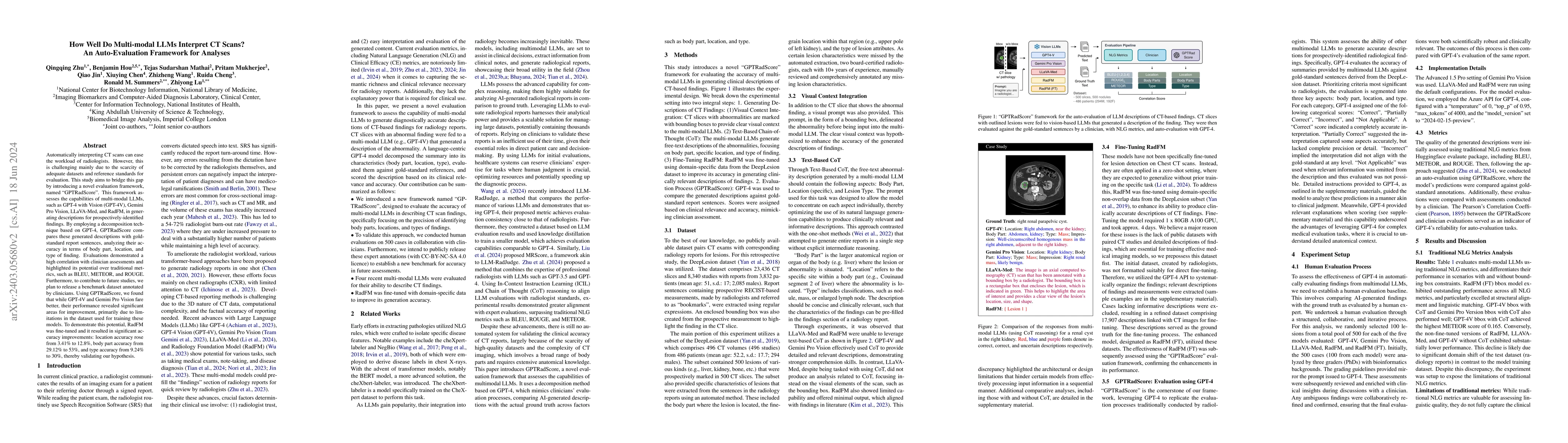 Thumbnail for How Well Do Multi-modal LLMs Interpret CT Scans? An Auto-Evaluation
  Framework for Analyses