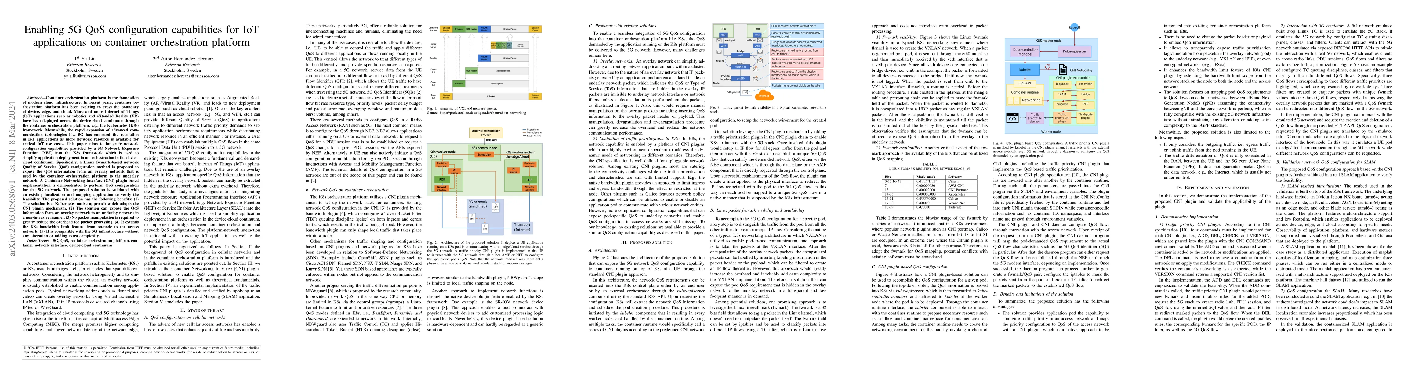 Thumbnail for Enabling 5G QoS configuration capabilities for IoT applications on
  container orchestration platform