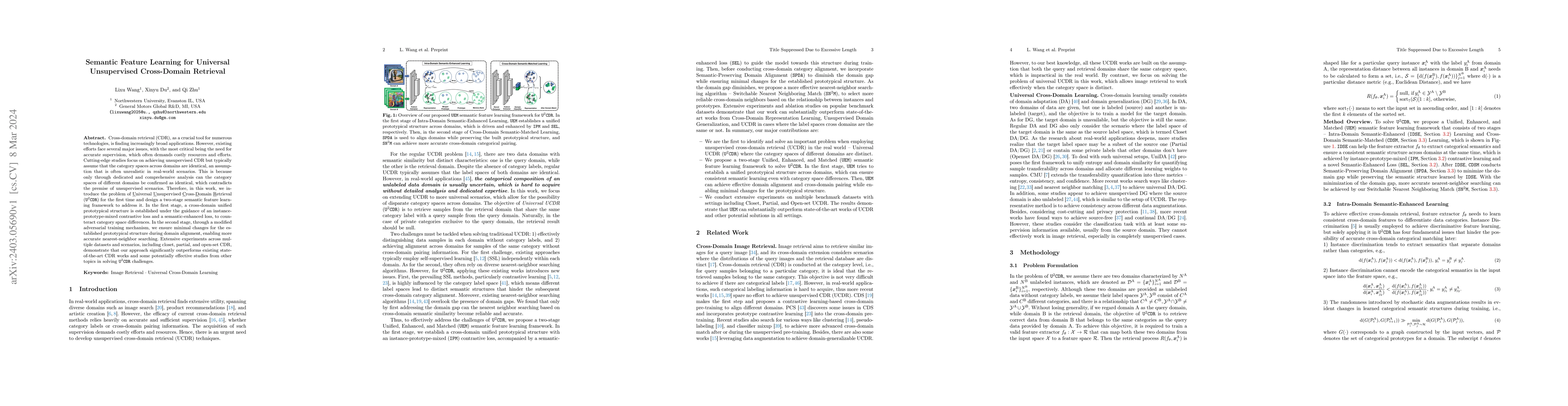 Thumbnail for Semantic Feature Learning for Universal Unsupervised Cross-Domain
  Retrieval