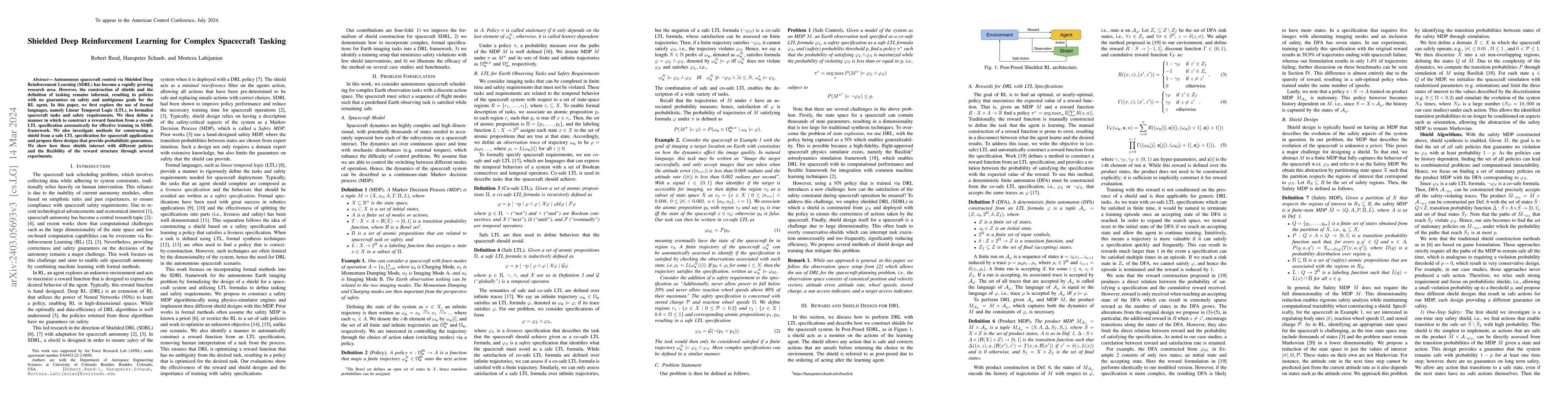 Thumbnail for Shielded Deep Reinforcement Learning for Complex Spacecraft Tasking